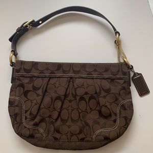 Coach brown shoulder bag with signature c print